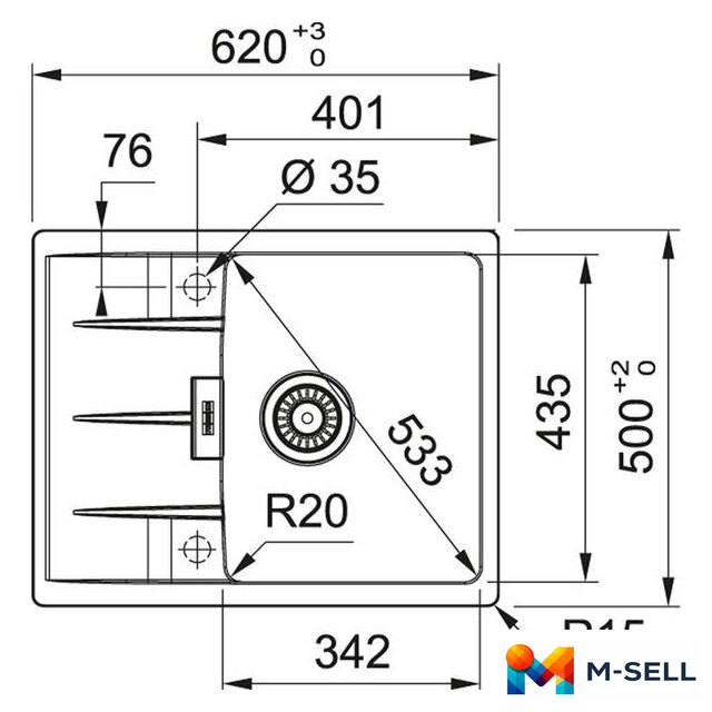 Кухонная мойка Franke Centro CNG 611/211-62 Fragranite 114.0639.680 (миндаль) - Изображение №2 — Мульти e-магазин M-SELL
