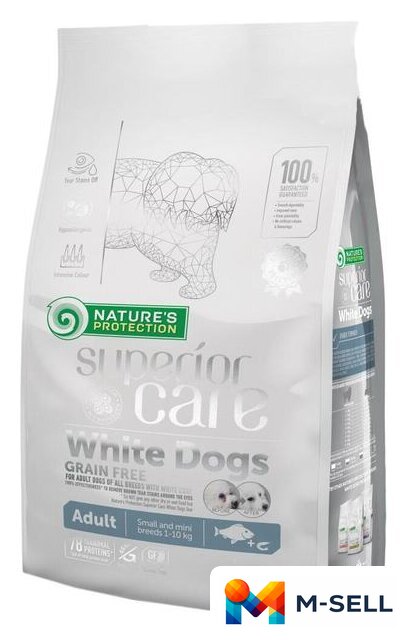 Сухой корм для собак Nature's Protection Superior Care White Dogs GF White Fish Adult Small & Mini 10 кг - Изображение №1 — Мульти e-магазин M-SELL