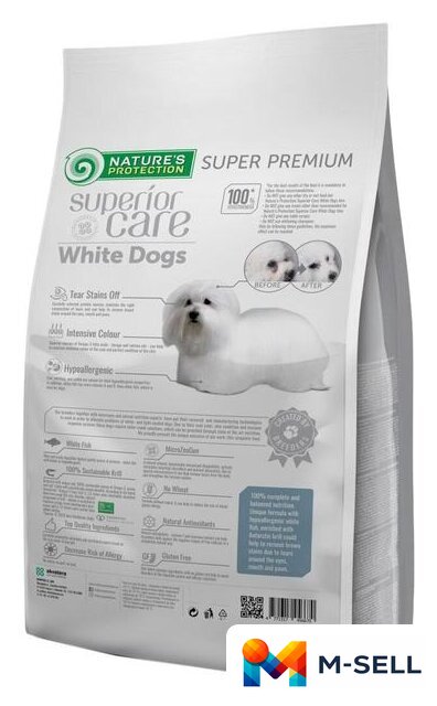 Сухой корм для собак Nature's Protection Superior Care White Dogs GF White Fish Adult Small & Mini 10 кг - Изображение №2 — Мульти e-магазин M-SELL