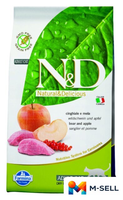 Сухой корм для кошек Farmina N&D Grain Free Cat Boar & Apple Adult (Кабан и яблоко) 1.5 кг - Изображение №1 — Мульти e-магазин M-SELL
