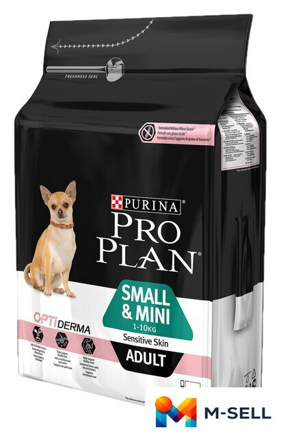 Сухой корм для собак Pro Plan Adult Small & Mini Optiderma Sensitive Skin с лососем 7 кг - Изображение №1 — Мульти e-магазин M-SELL