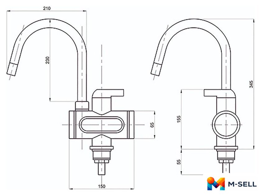 Проточный электрический водонагреватель-кран Mixline WH-003 (золото) - Изображение №5 — Мульти e-магазин M-SELL