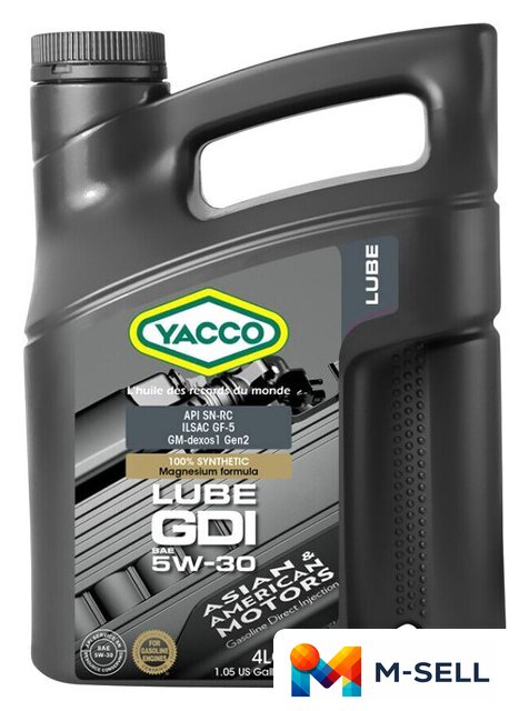 Моторное масло Yacco Lube GDI 5W-30 4л - Изображение №1 — Мульти e-магазин M-SELL