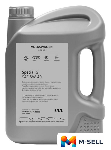Моторное масло AUDI/Volkswagen Special G 5W-40 5л GR52502M4 - Изображение №1 — Мульти e-магазин M-SELL