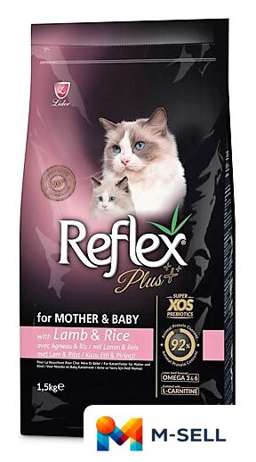 Сухой корм для кошек Reflex Plus Mother and Baby Cat Food with Lamb and Rice 15 кг - Изображение №1 — Мульти e-магазин M-SELL