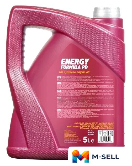 Моторное масло Mannol Energy Formula PD 5W-40 5л - Изображение №2 — Мульти e-магазин M-SELL