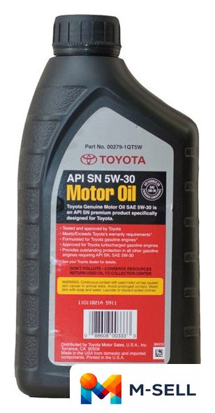 Моторное масло Toyota SN 5W-30 (00279-1QT5W) 0.946л - Изображение №2 — Мульти e-магазин M-SELL
