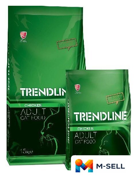 Сухой корм для кошек Trendline Adult Cat Food с курицей 15 кг - Изображение №1 — Мульти e-магазин M-SELL
