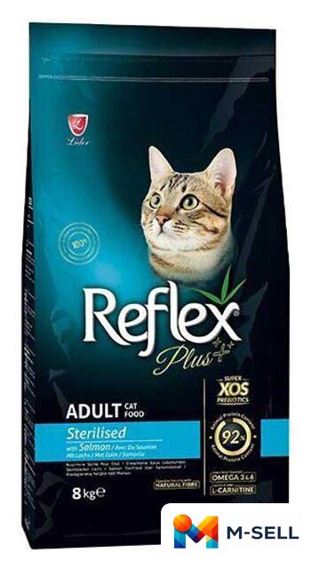 Сухой корм для кошек Reflex Plus Adult Sterilised Salmon 8 кг - Изображение №1 — Мульти e-магазин M-SELL