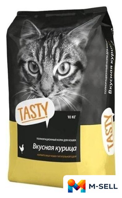 Сухой корм для кошек Tasty Для взрослых кошек с курицей 10 кг - Изображение №1 — Мульти e-магазин M-SELL