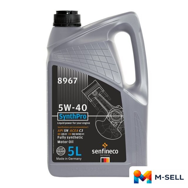 Моторное масло Senfineco SynthPro 5W-40 API SN ACEA C3, 5л - Изображение №1 — Мульти e-магазин M-SELL