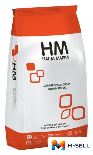 Сухой корм для собак Наша Марка для взрослых мелких пород с мясом цыпленка и овощами 12 кг - Изображение №1 — Мульти e-магазин M-SELL