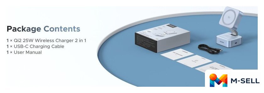 Беспроводное зарядное Ugreen MagFlow 2-in-1 W752 55960 (голубой) - Изображение №4 — Мульти e-магазин M-SELL