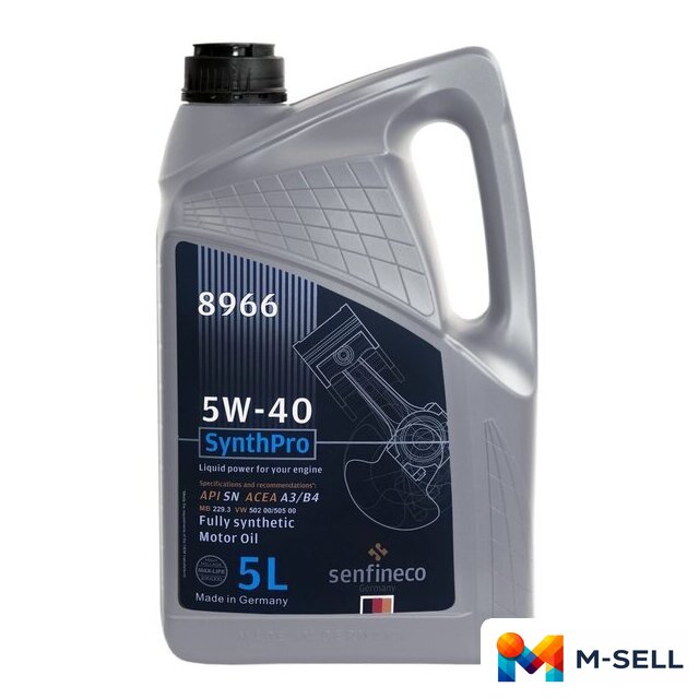 Моторное масло Senfineco SynthPro 5W-40 API SN ACEA A3/B4, 5л - Изображение №1 — Мульти e-магазин M-SELL