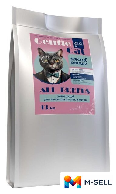 Сухой корм для кошек Pet's Brunch Gentle Cat c мясом и овощами 13 кг - Изображение №1 — Мульти e-магазин M-SELL