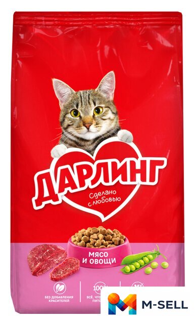 Сухой корм для кошек Дарлинг с мясом и овощами 15 кг - Изображение №1 — Мульти e-магазин M-SELL