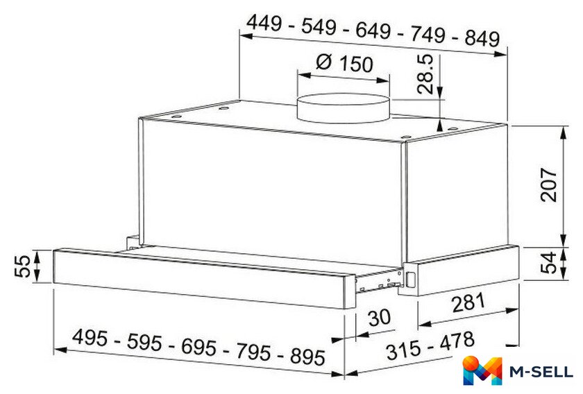 Кухонная вытяжка Franke Touch BK 60 315.0702.966 - Изображение №4 — Мульти e-магазин M-SELL