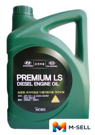 Моторное масло Hyundai/KIA Premium LS Diesel CH-4 5W-30 6л - Изображение №1 — Мульти e-магазин M-SELL