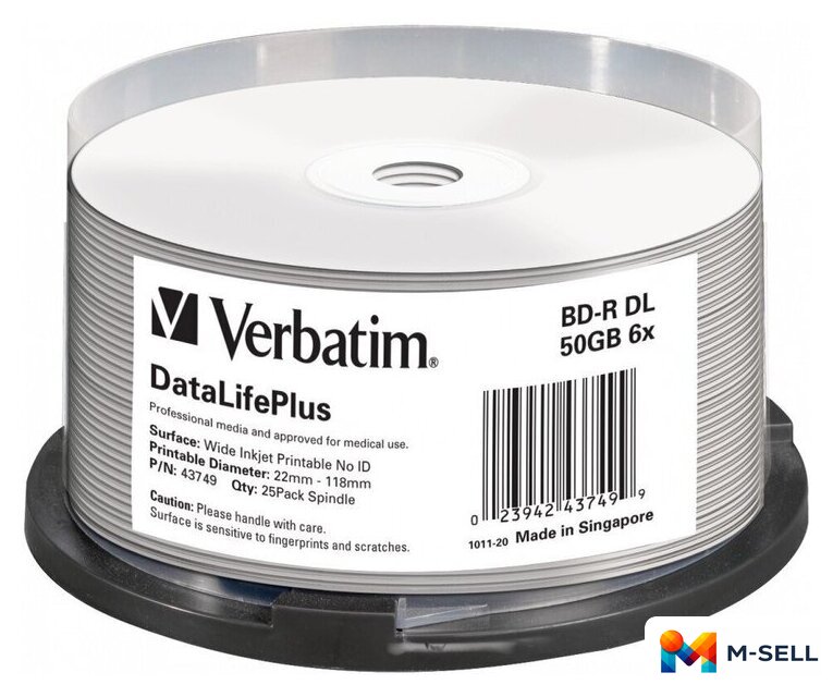 BD-R диск Verbatim 50Gb 6x 43749 (25 шт.) - Изображение №1 — Мульти e-магазин M-SELL