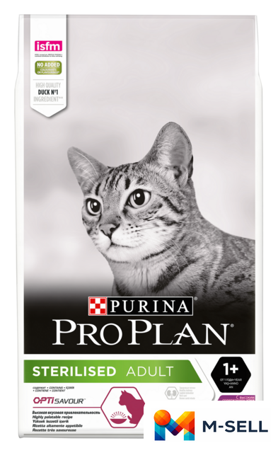 Сухой корм для кошек Pro Plan Sterilised Adult OptiSavour с уткой и печенью 10 кг - Изображение №3 — Мульти e-магазин M-SELL