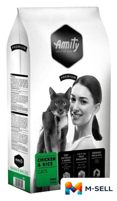 Сухой корм для кошек Amity Premium Chicken & Rice (с курицей и рисом) 10 кг - Изображение №1 — Мульти e-магазин M-SELL