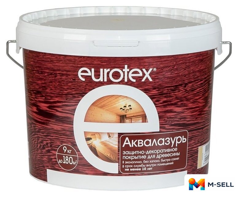 Лак Eurotex Аквалазурь (белый, 9 кг) - Изображение №1 — Мульти e-магазин M-SELL