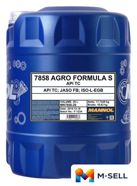 Моторное масло Mannol Agro Formula S 20л - Изображение №1 — Мульти e-магазин M-SELL