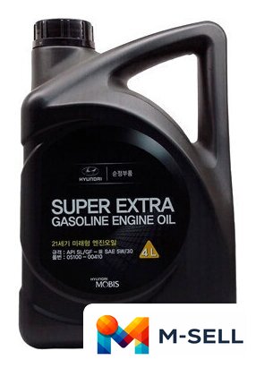 Моторное масло Hyundai/KIA Super Extra Gasoline 5W30 0510000410 4л - Изображение №1 — Мульти e-магазин M-SELL