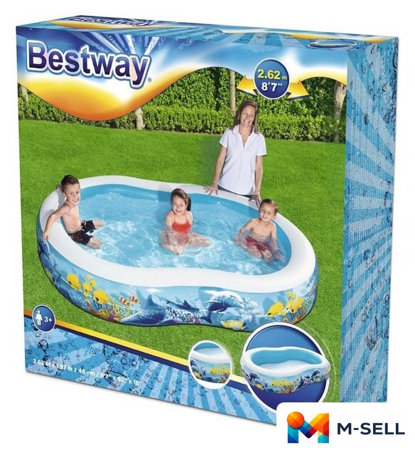 Надувной бассейн Bestway Подводный мир 54118 (262х157х46) - Изображение №2 — Мульти e-магазин M-SELL