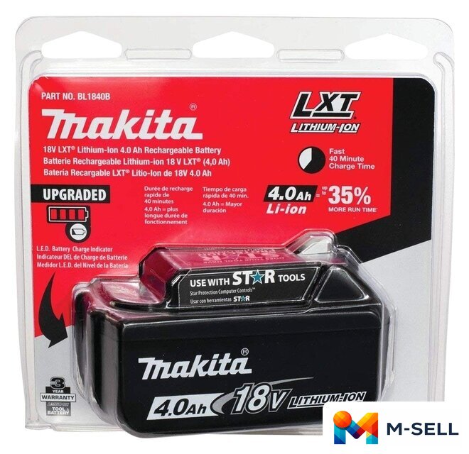 Аккумулятор Makita BL1840B (18В/4.0 а*ч) - Изображение №10 — Мульти e-магазин M-SELL