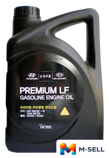 Моторное масло Hyundai/KIA Premium LF Gasoline 5W20 0510000451 4л - Изображение №1 — Мульти e-магазин M-SELL