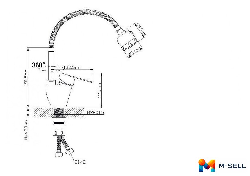Смеситель Wisent WP758-310 - Изображение №2 — Мульти e-магазин M-SELL