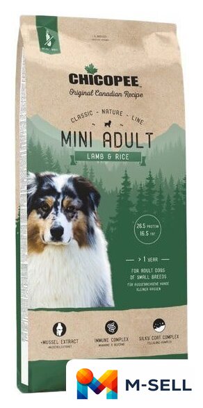 Сухой корм для собак Chicopee CNL Mini Adult Lamb & Rice 15 кг - Изображение №1 — Мульти e-магазин M-SELL