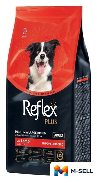 Сухой корм для собак Reflex Plus Для взрослых собак средних и крупных пород с ягненком и рисом 12 кг - Изображение №2 — Мульти e-магазин M-SELL
