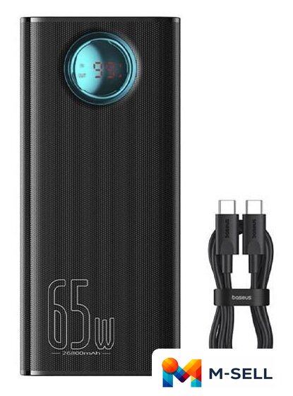 Внешний аккумулятор Baseus Amblight Digital Display Fast Charge Power Bank 65W 26800mAh (черный) - Изображение №5 — Мульти e-магазин M-SELL