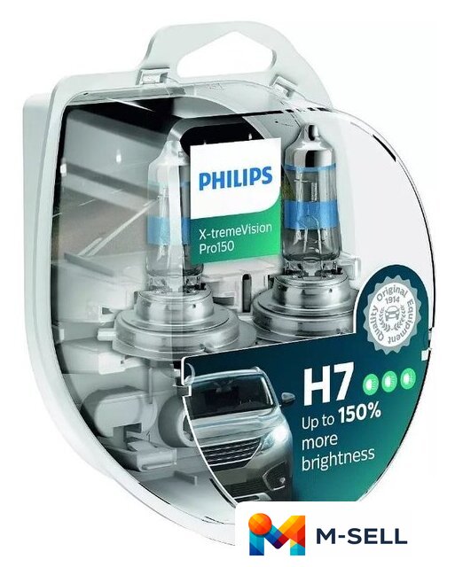 Галогенная лампа Philips H7 X-tremeVision Pro150 2шт - Изображение №1 — Мульти e-магазин M-SELL