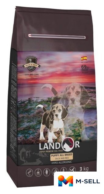 Сухой корм для собак Landor Puppy Duck with Rice 15 кг - Изображение №1 — Мульти e-магазин M-SELL