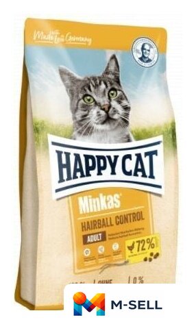 Сухой корм для кошек Happy Cat Minkas Hairball Control с птицей 10 кг - Изображение №1 — Мульти e-магазин M-SELL