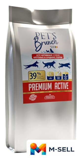 Сухой корм для собак Pet's Brunch Premium Active для активных средних и крупных пород 14 кг - Изображение №1 — Мульти e-магазин M-SELL