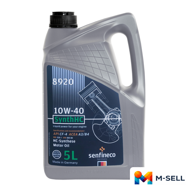 Моторное масло Senfineco SynthHC 10W-40 API CF-4 ACEA A3/B4, 5л - Изображение №1 — Мульти e-магазин M-SELL