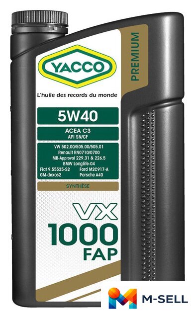 Моторное масло Yacco VX 1000 FAP 5W-40 2л - Изображение №1 — Мульти e-магазин M-SELL