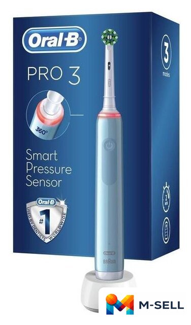 Электрическая зубная щетка Oral-B Pro 3 3000 Cross Action D505.513.3 (голубой) - Изображение №2 — Мульти e-магазин M-SELL