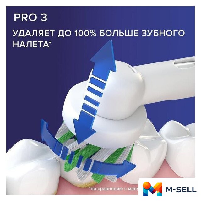 Электрическая зубная щетка Oral-B Pro 3 3000 Cross Action D505.513.3 (голубой) - Изображение №9 — Мульти e-магазин M-SELL