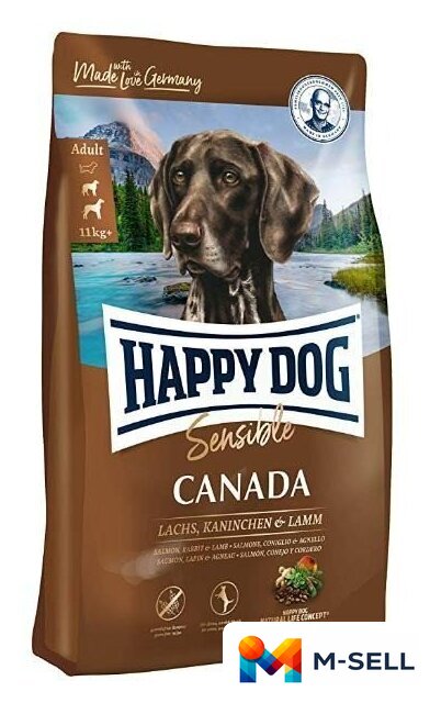 Сухой корм для собак Happy Dog Sensible Canada (с лососем, кроликом, ягненком) 11 кг - Изображение №1 — Мульти e-магазин M-SELL