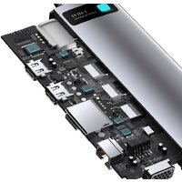 Док-станция Baseus Metal Gleam Series 11-in-1 Multifunctional HUB Type-C Hub Docking Station CAHUB-CT0G - Превью изображения №6 — Мульти e-магазин M-SELL