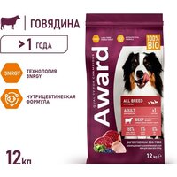 Сухой корм для собак Award Adult All Breed для всех пород с говядиной, курицей с добавлением брокколи и черники 12 кг - Превью изображения №2 — Мульти e-магазин M-SELL
